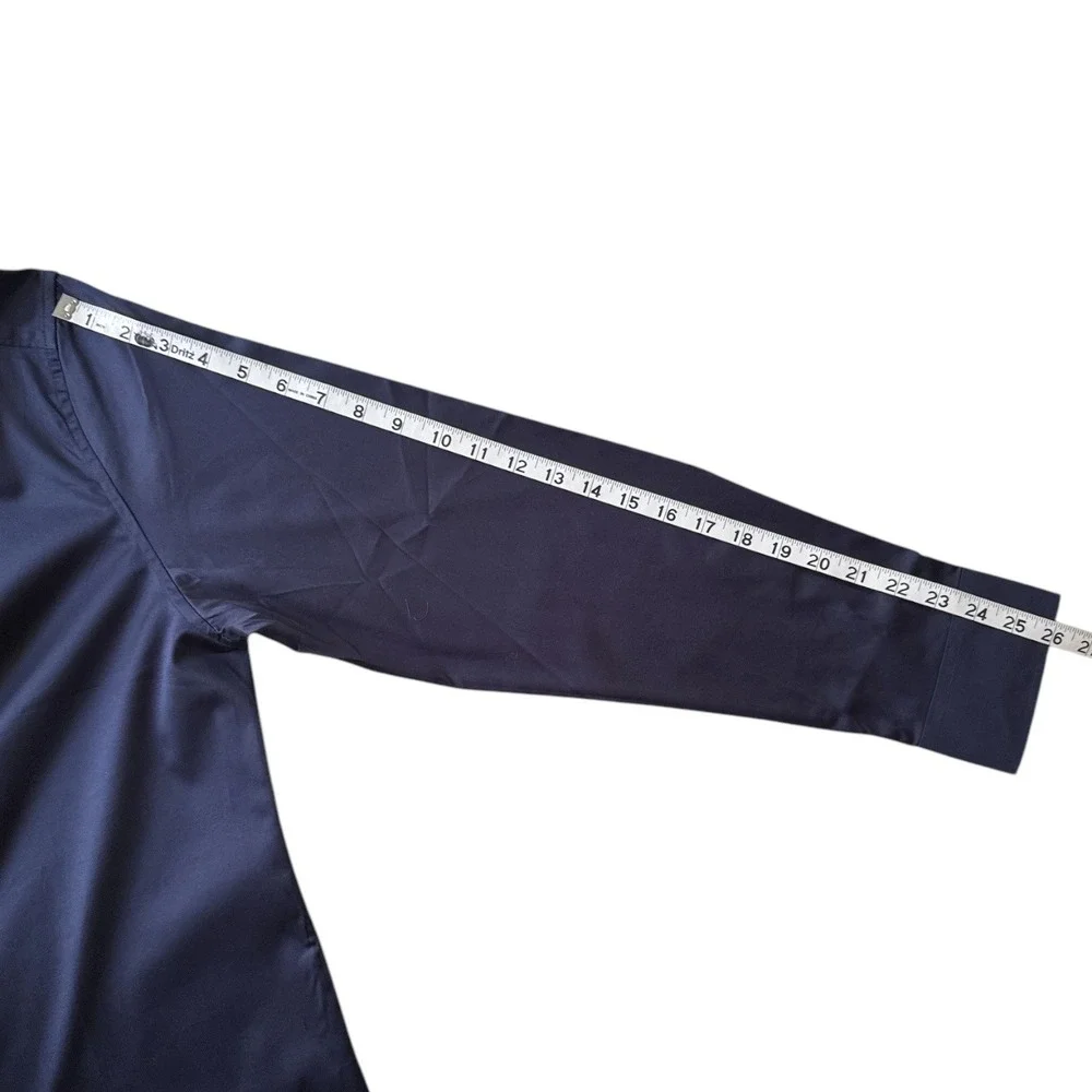 DSTRCT & Row Slim Fit Dress Shirt Navy Size M Wrinkle-Free Long Sleeve Button Up